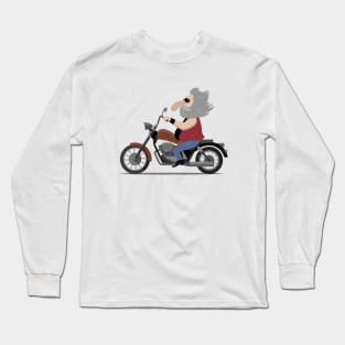 Old Rocker on a Motorcycle Long Sleeve T-Shirt